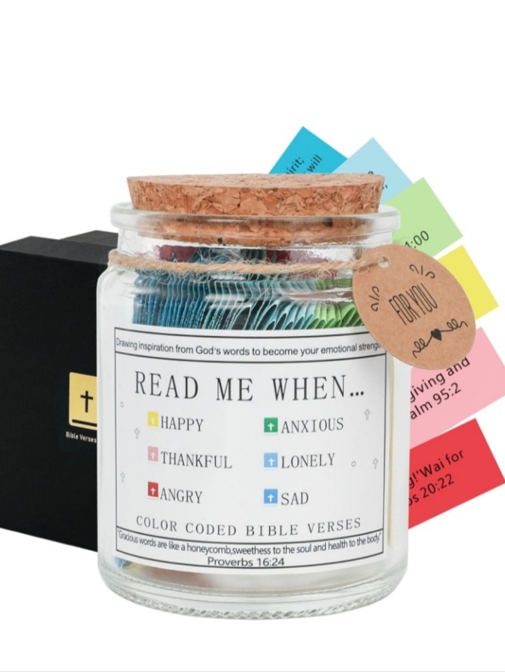Bible Verse Jar, Christian Gifts Color-Coded Bible Verses Jar - Read Me When-